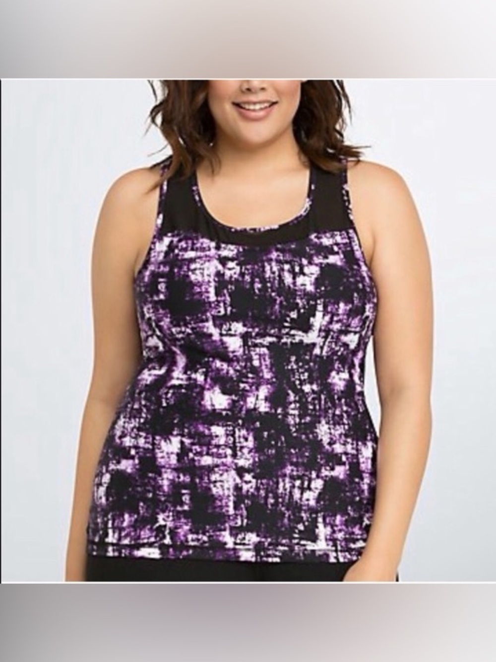 Torrid Purple and Black Abstract Racerback Tank Top